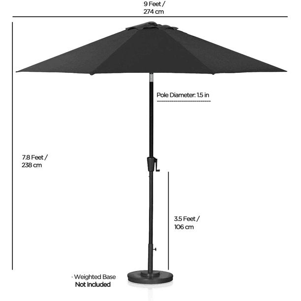 
            
                Load image into Gallery viewer, Caynel 9ft Outdoor Market Steel Patio Umbrella W/ Crank, Tilt Push Button, 8 Ribs - Caynel Direct
            
        