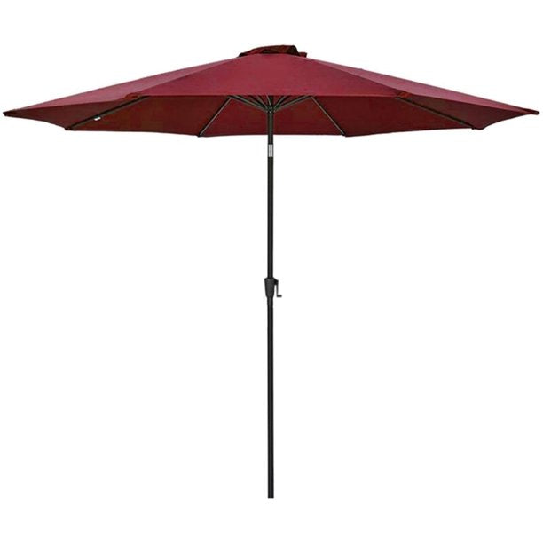 Caynel 9ft Outdoor Market Steel Patio Umbrella W/ Crank, Tilt Push Button, 8 Ribs