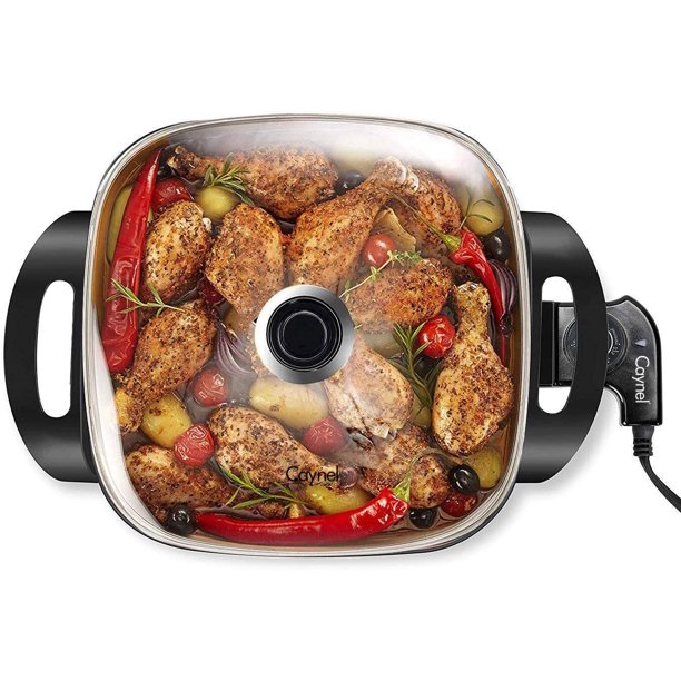 
            
                Load image into Gallery viewer, Nonstick Electric Skillet 12&amp;quot;X12&amp;quot; (Black) - Caynel Direct
            
        