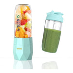 Greenis Portable Blender, USB Rechargeable Single Serve Blender, 400ml Electric Juice Cup, 4000mAh Li-ion battery, Stainless Steel 4-Blade, Powerful Motor 18000 RPM - Caynel Direct